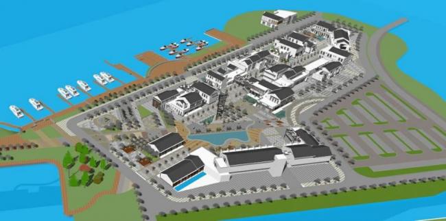 Sketchup商业模型|湖心商业，多层商业街，新中式风格