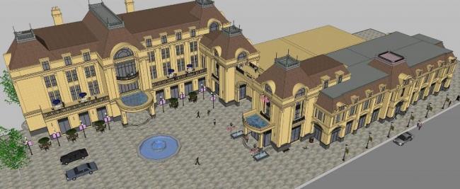 Sketchup商业模型|多层商业建筑，欧式古典风格