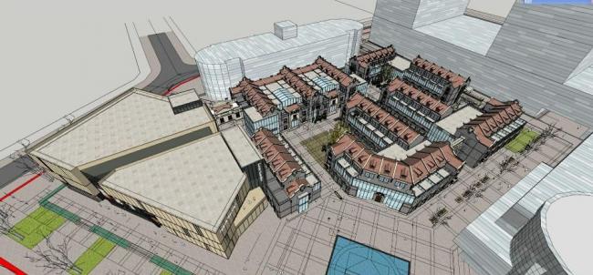 Sketchup商业模型|多层商业街，海派风格，绿地长春饕界项目，新中式风格