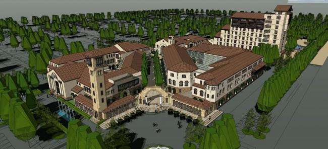 Sketchup商业模型|地中海风格，西班牙，多层社区商业，古典风格