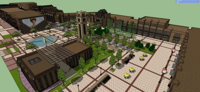 Sketchup商业模型|多层商业街，ArtDeco风格