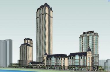 Sketchup综合体模型|高层住宅，办公，商住综合体，底层商业，法式古典风格-BIM建筑网