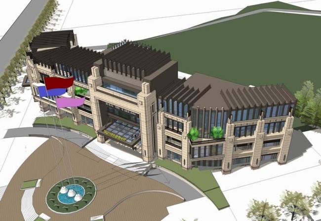 Sketchup商业模型|多层转角售楼处，商业会所，简欧式，法式古典风格，欧式