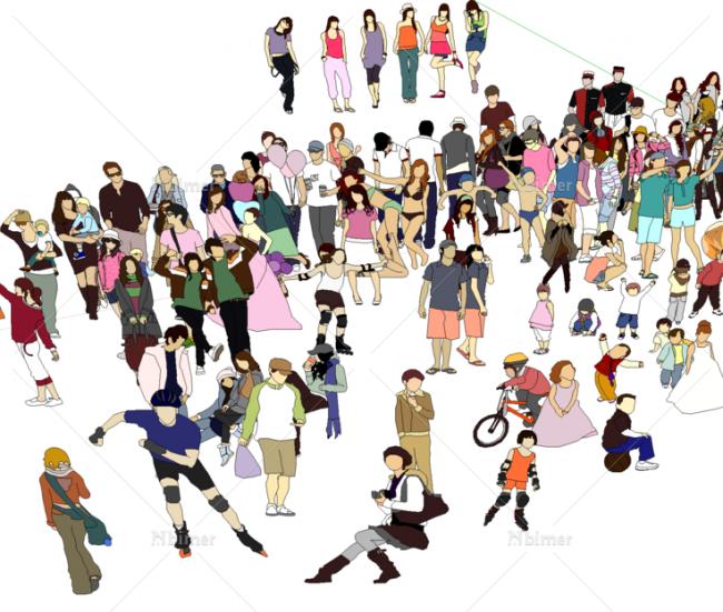 Sketchup素材模型|2D人物配景，适用海滩度假旅游场景，素材组件