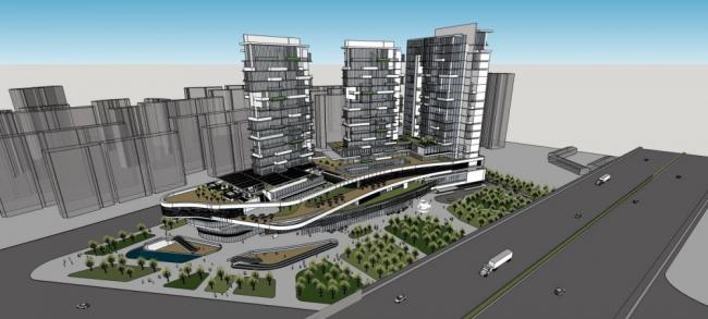 Sketchup综合体模型|多层高层混合，商业综合体，住宅，现代风格