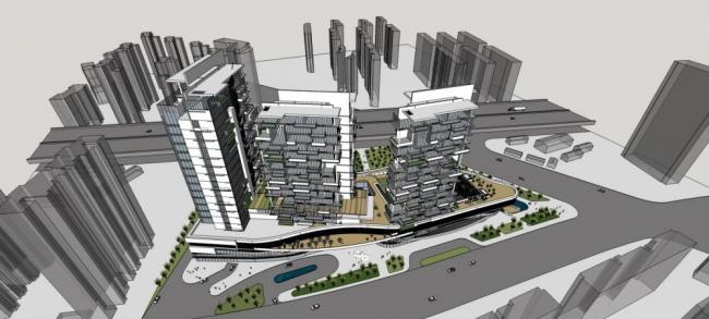 Sketchup综合体模型|多层高层混合，商业综合体，住宅，现代风格