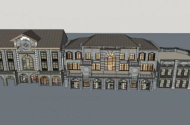 Sketchup商业模型|多层商业街，民国风格-BIM建筑网