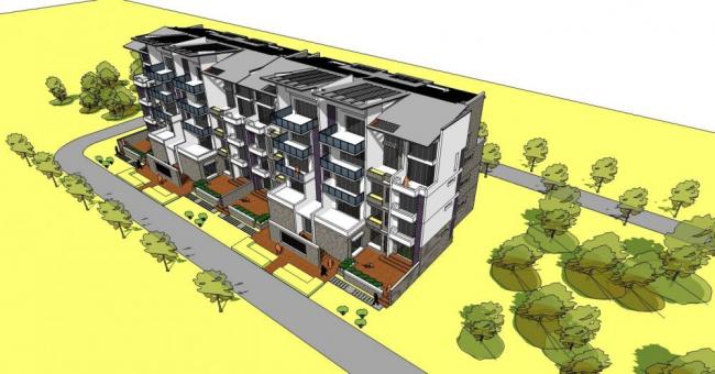 Sketchup住宅模型|多层住宅，花园洋房，居住建筑，现代风格