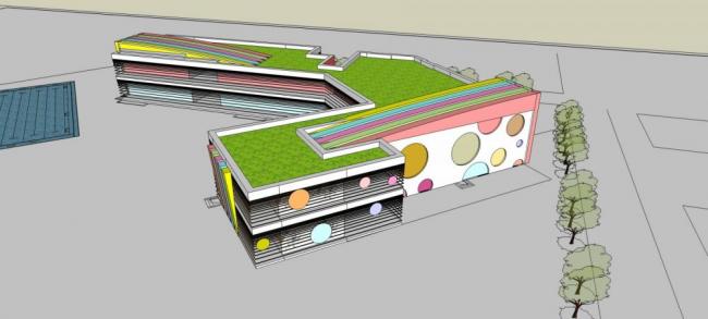 Sketchup学校模型|多层学校幼儿园，教育建筑，现代风格