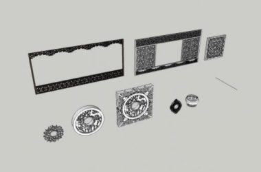 Sketchup素材模型|建筑构件，窗花，中式风格-BIM建筑网