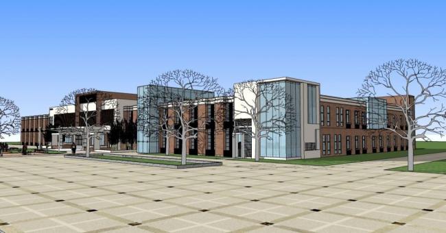 Sketchup办公模型|多层工厂办公楼，工业，现代风格