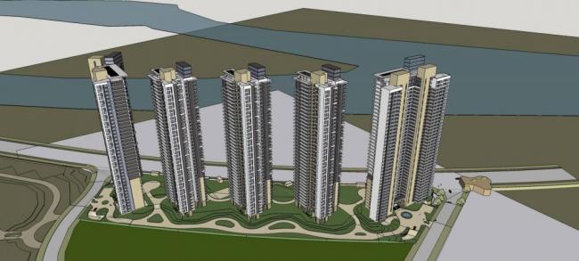 Sketchup住宅模型|高层商业住宅小区，居住建筑，现代风格