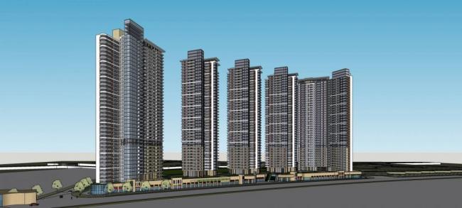 Sketchup住宅模型|高层商业住宅小区，居住建筑，现代风格