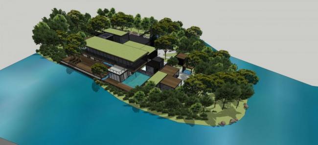 Sketchup景观模型|别墅带景观，新中式风格