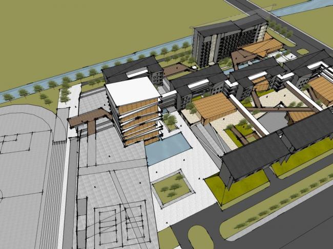Sketchup学校模型|多层学校校园，教育建筑，现代风格