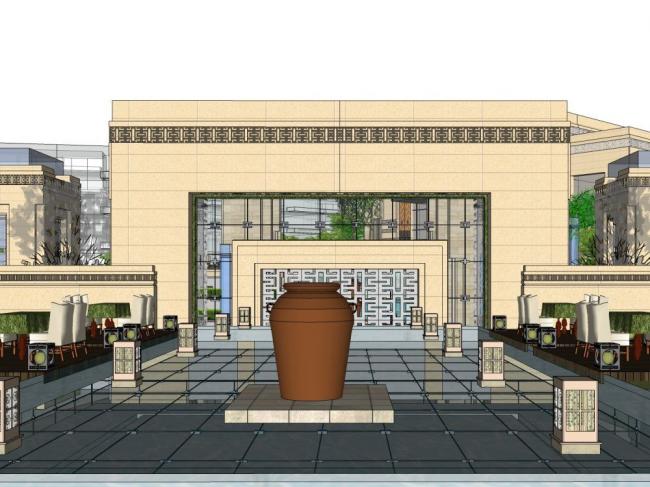 Sketchup商业模型|多层商业会所，新古典风格