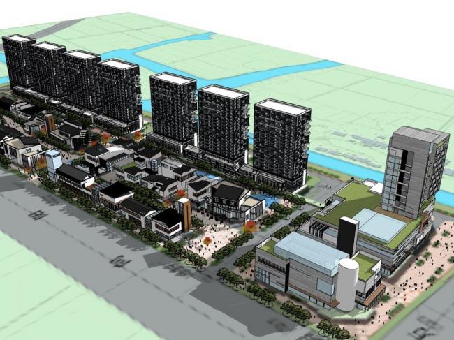 Sketchup住宅模型|多层高层混合，高层住宅，底层商业，新中式风格