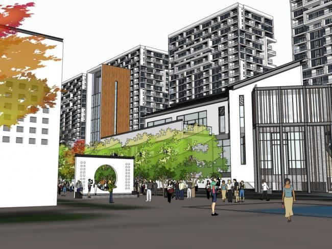 Sketchup住宅模型|多层高层混合，高层住宅，底层商业，新中式风格