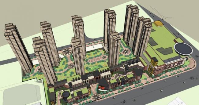 Sketchup住宅模型|高层住宅，底层商业，欧式古典风格商住楼