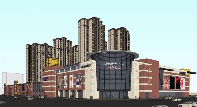 Sketchup住宅模型|高层住宅，底层商业，欧式古典风格商住楼