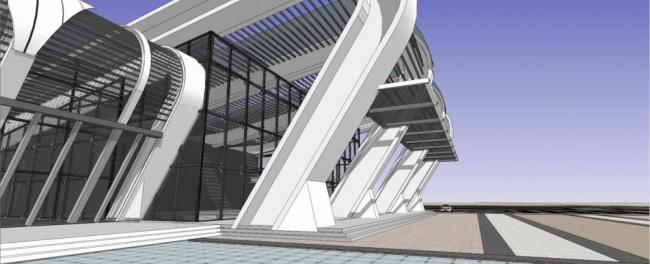 Sketchup车站路桥|多层客运站，交通建筑，现代风格