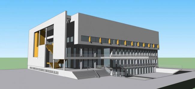 Sketchup学校模型|多层学校食堂，现代风格