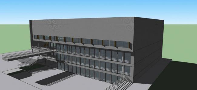 Sketchup学校模型|多层学校食堂，现代风格