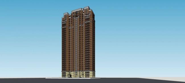 Sketchup住宅模型|高层住宅楼，居住建筑，简欧风格