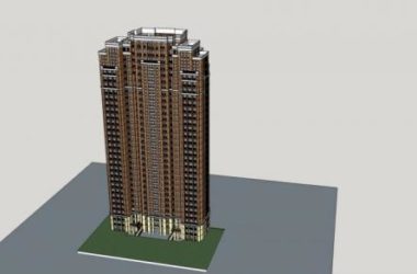 Sketchup住宅模型|高层住宅楼,居住建筑,简欧风格-BIM建筑网