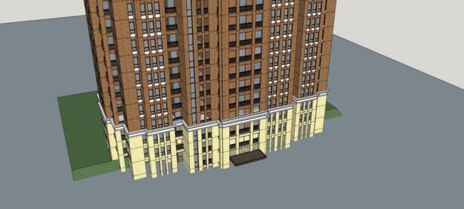 Sketchup住宅模型|高层住宅楼，居住建筑，简欧风格