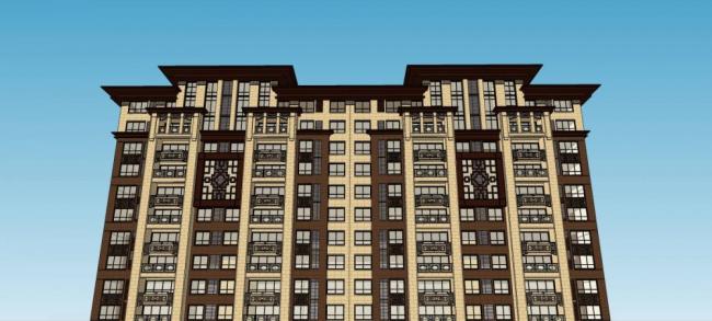 Sketchup住宅模型|小高层住宅公寓，中式风格，居住建筑