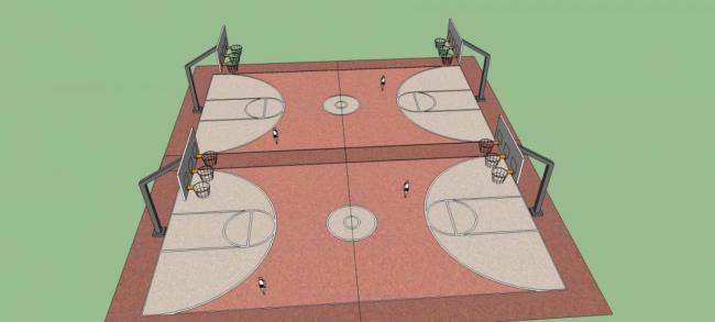 Sketchup素材模型|篮球场，体育素材，构件