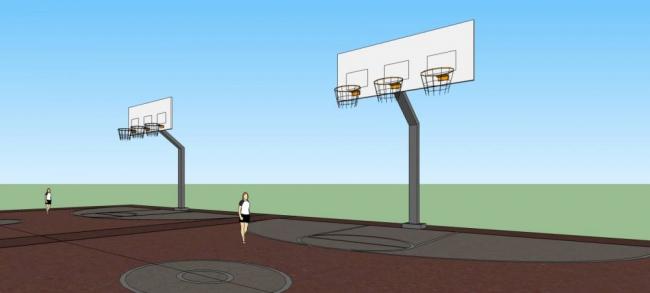 Sketchup素材模型|篮球场，体育素材，构件