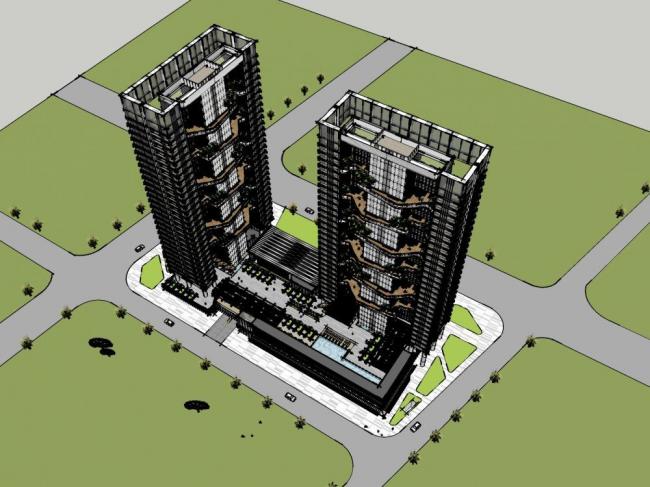 Sketchup住宅模型|高层住宅，现代风格，居住建筑