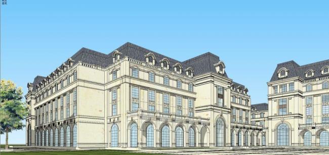 Sketchup学校模型|多层学校，校园建筑，教育建筑，法式古典风格