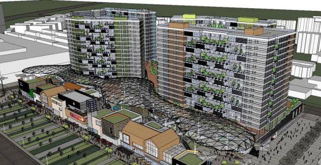 Sketchup综合体模型|多层高层混合商业综合体，高层住宅，现代风格