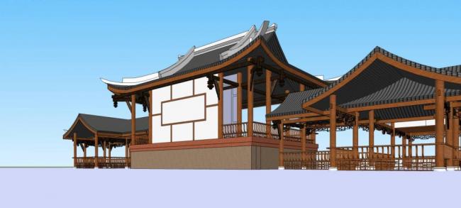 Sketchup古建筑模型|戏台，中式风格，古建