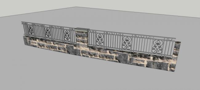 Sketchup素材模型|围墙护栏，栏杆，构件