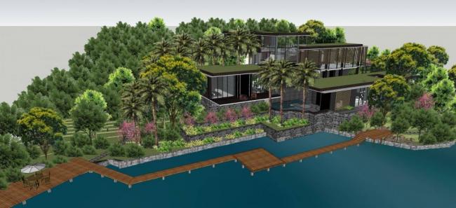 Sketchup景观模型|别墅带景观，新中式风格