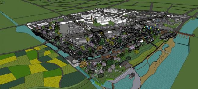 Sketchup商业模型|街子酒吧街，多层商业街，中式风格