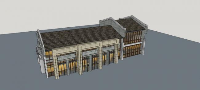 Sketchup商业模型|多层小商业楼，中式风格