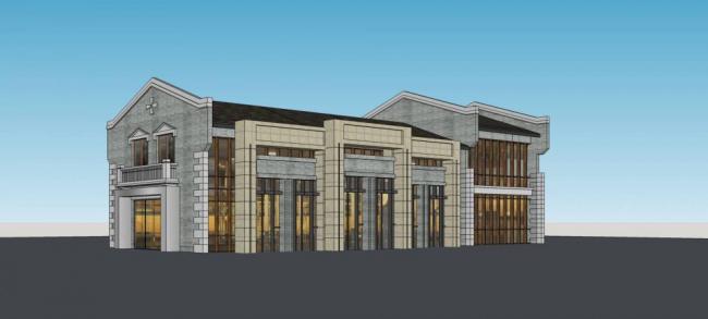 Sketchup商业模型|多层小商业楼，中式风格