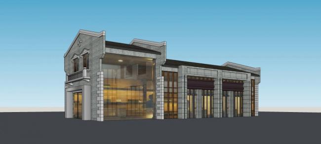 Sketchup商业模型|多层小商业楼，中式风格