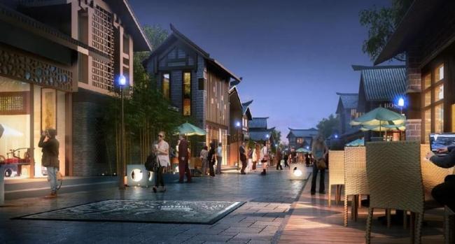 Sketchup商业模型|中式风格，铜仁，商业街模型，仿太古里