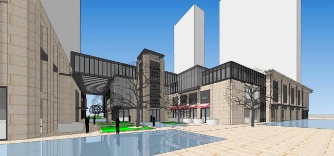 Sketchup商业模型|多层商业街，新古典风格