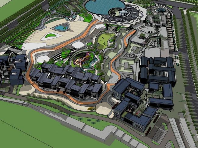 Sketchup酒店模型|度假区，多层酒店综合体，商业，现代风格