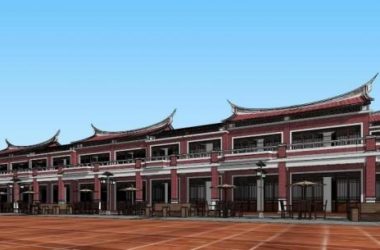 Sketchup商业模型|福建闽南风格，多层商业街，中式-BIM建筑网