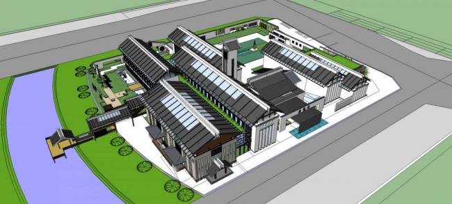 Sketchup文化模型|多层艺术家展览馆，文化建筑，中式风格