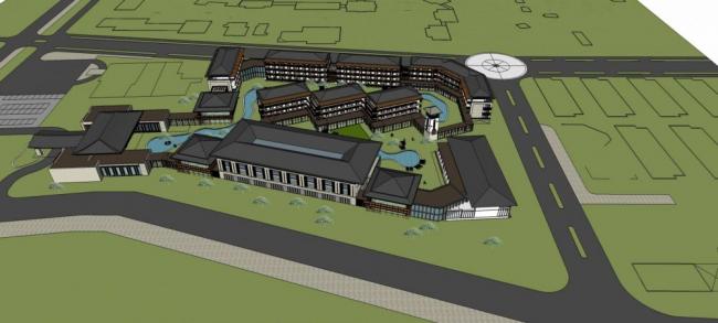 Sketchup酒店模型|张家界娄江酒店，多层酒店，中式风格