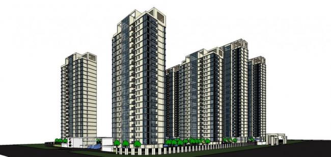 Sketchup住宅模型|高层住宅小区，现代风格，居住建筑
